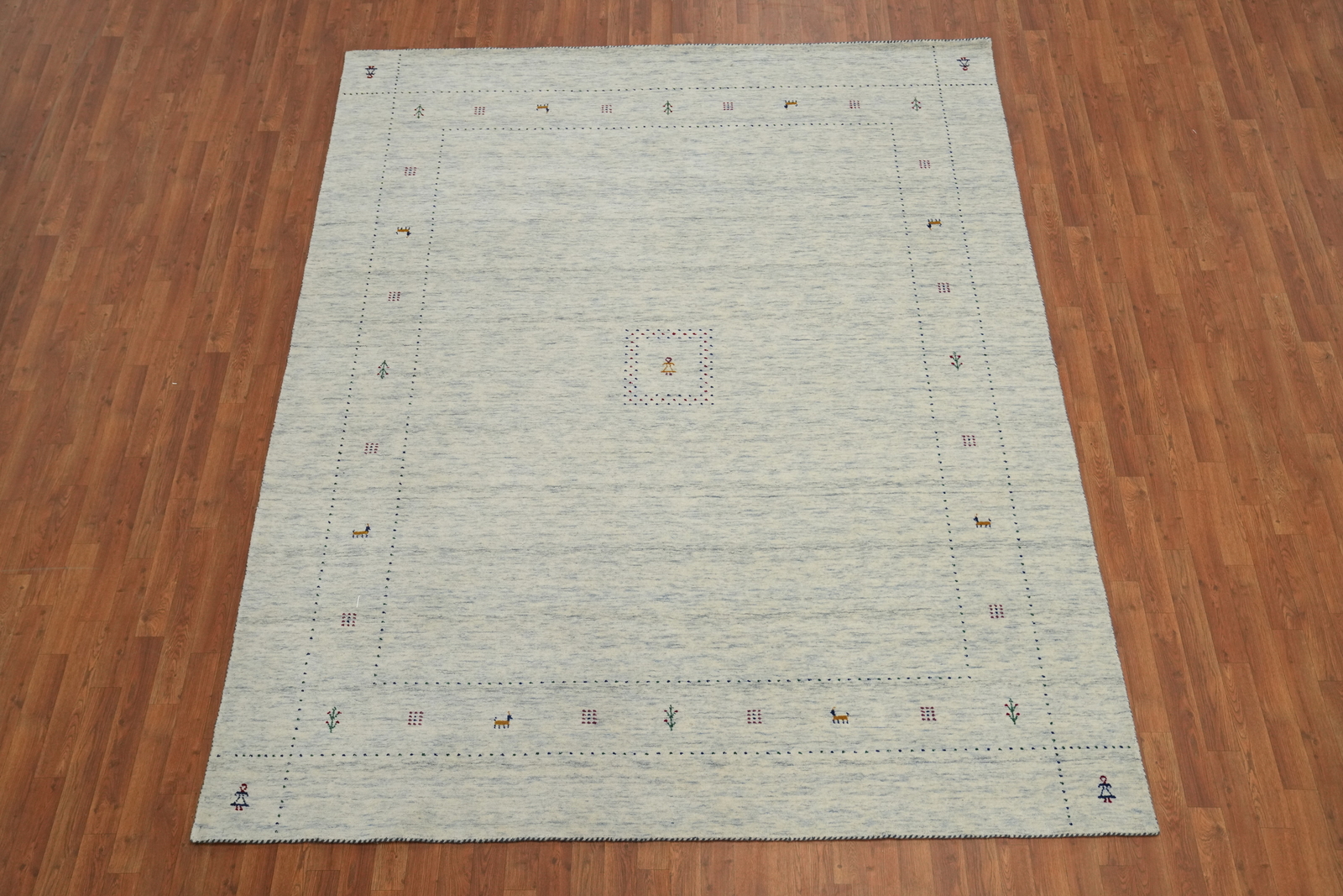 Artisan-made Ivory Color Wool Area Rug Hand-knotted Gabbeh Carpet 8×10 ft