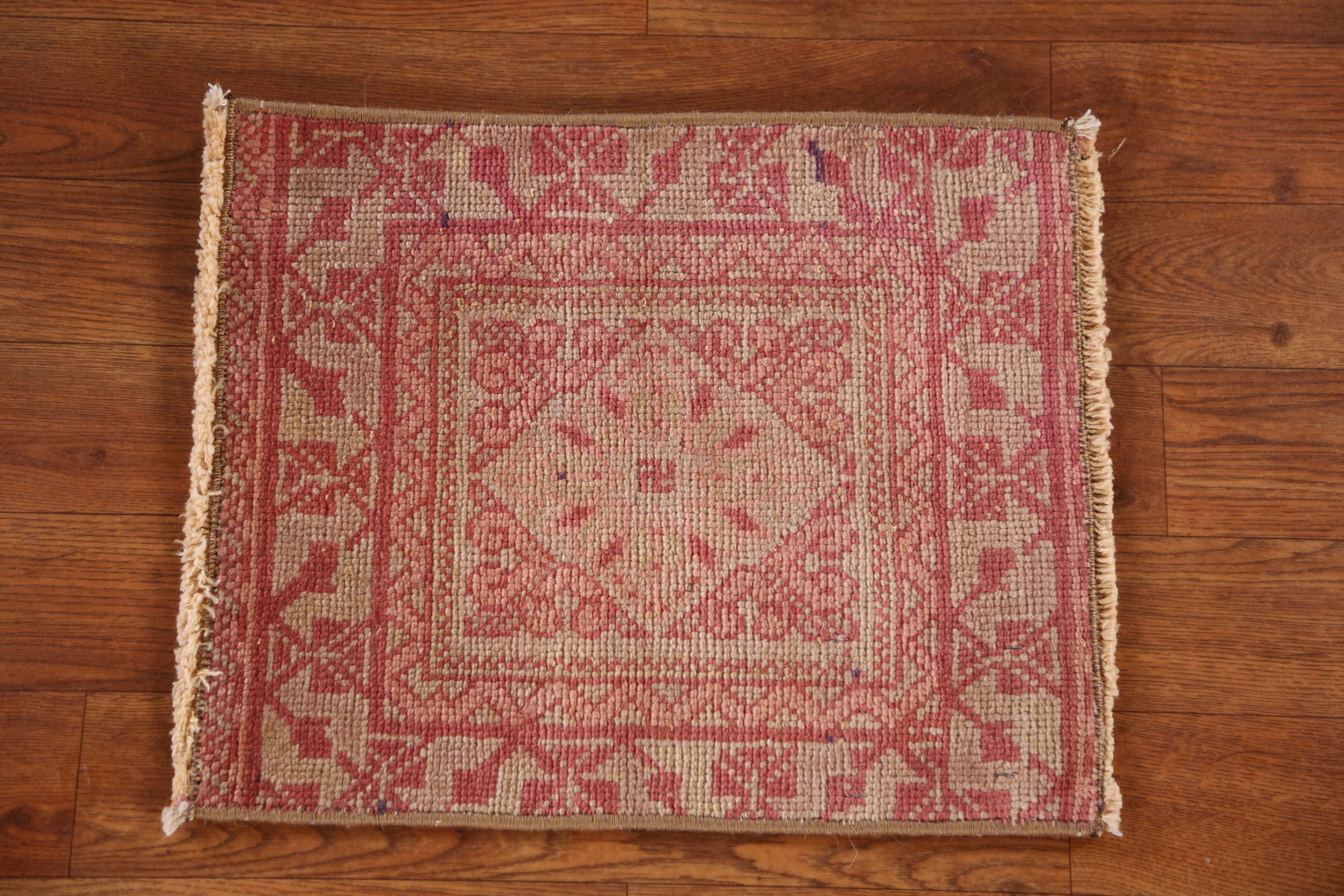 Handmade Anatolian Turkish Accent Rug Wool Square Carpet 1×1 ft