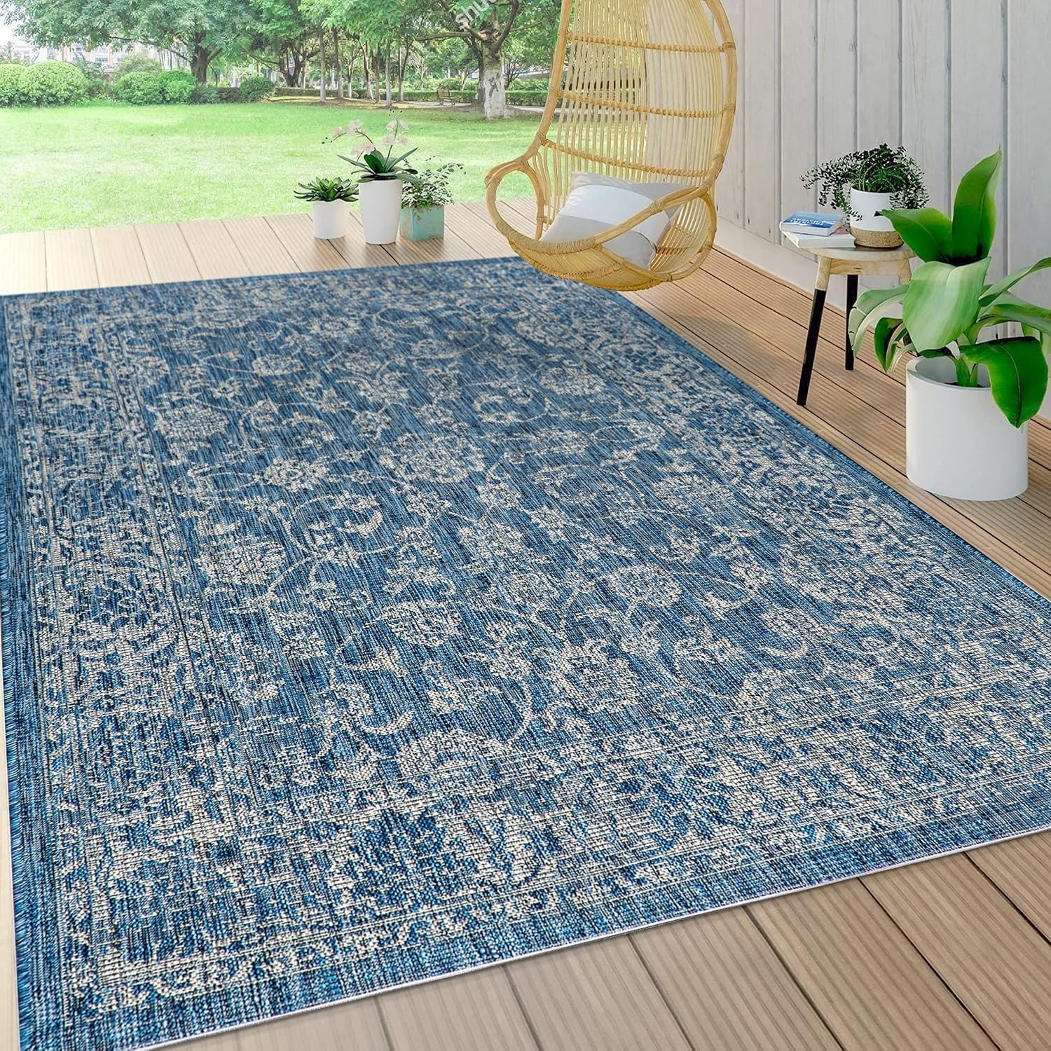 Bohemian Textured 3X5 Indoor/Outdoor Rug – Perfect for High Traffic Areas