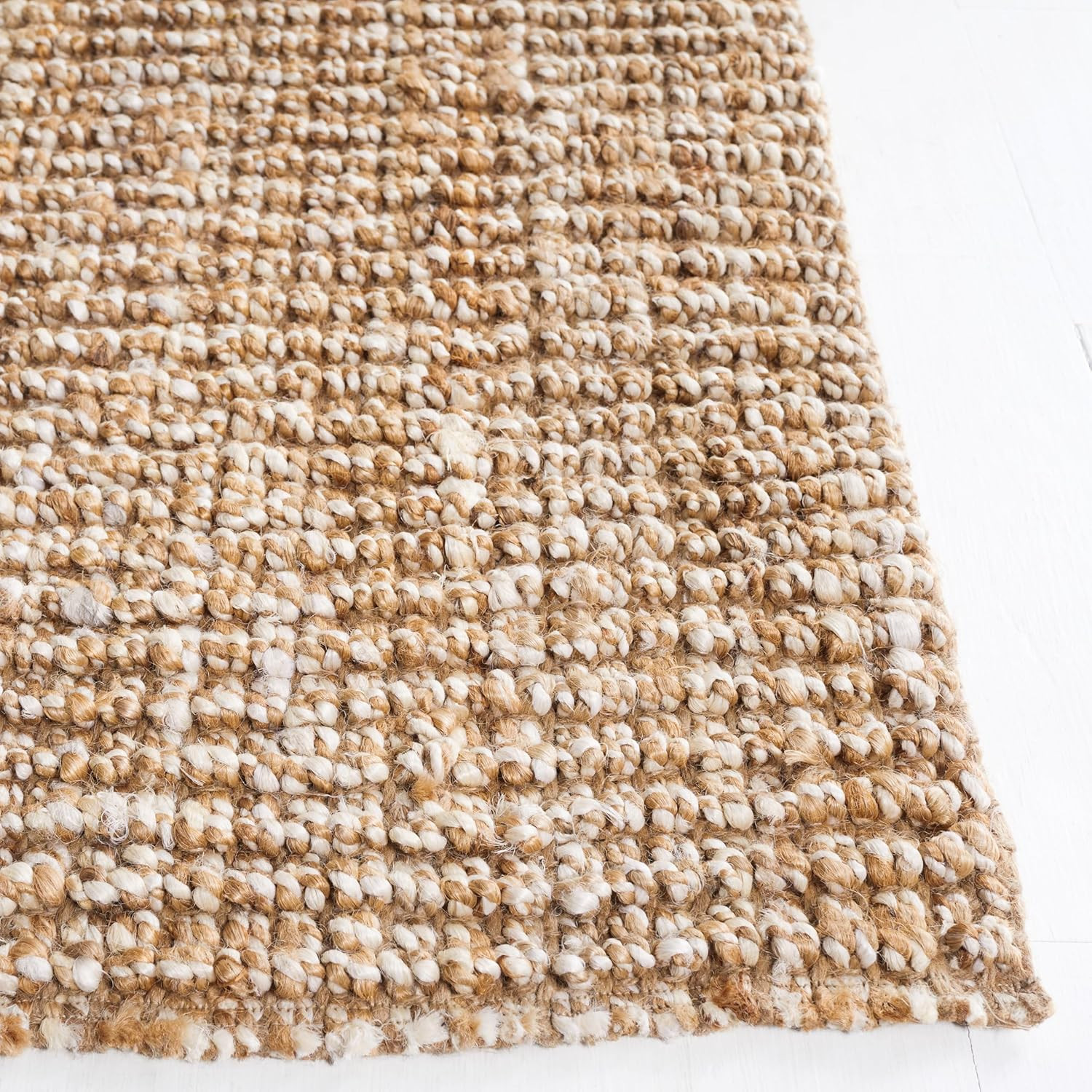 Handmade 8×10 Natural Jute Area Rug – Chunky Textured Ivory & Natural