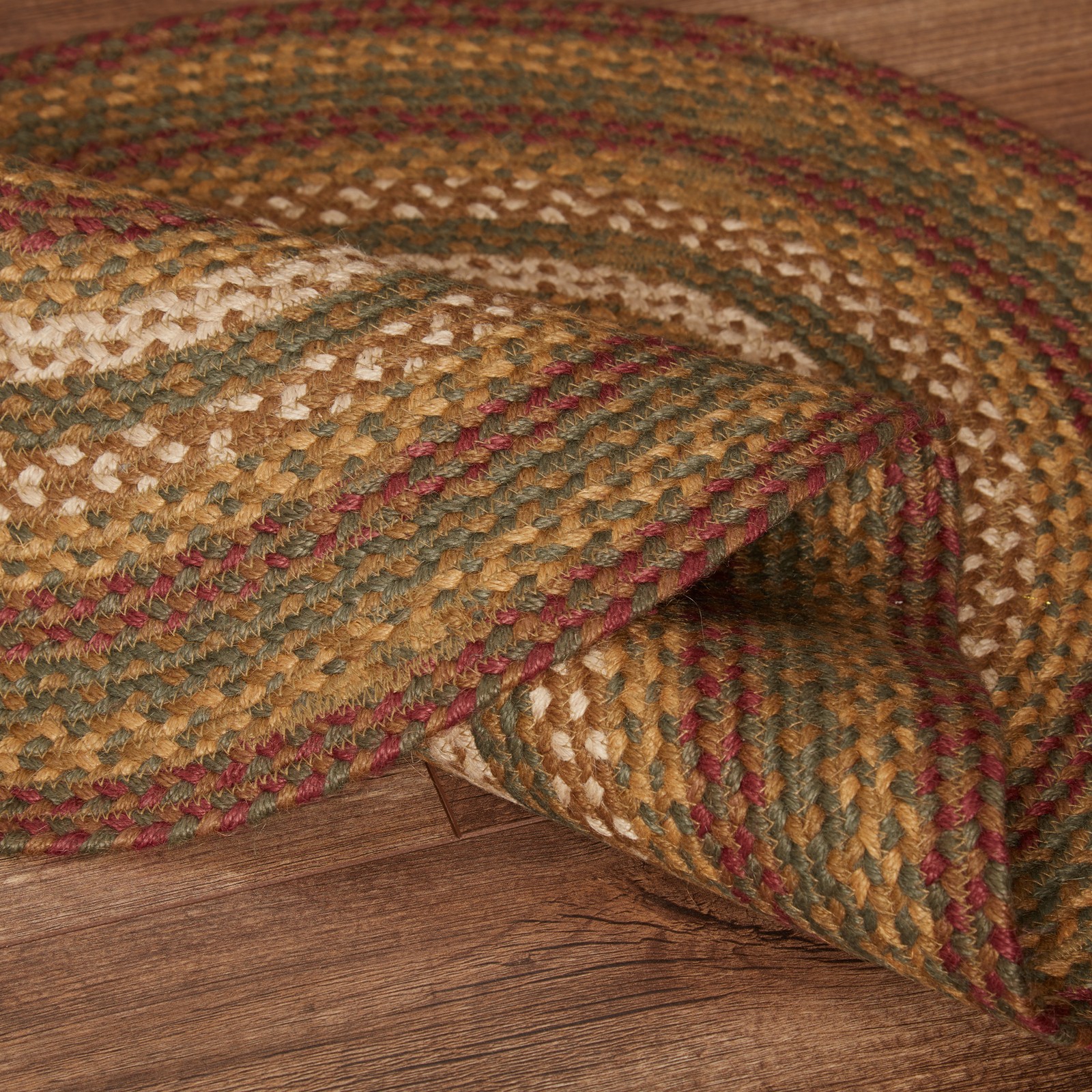Accent Rug Tea Cabin Jute Rustic 24×36 Oval No Slip Striped Floor Mat VHC Brands