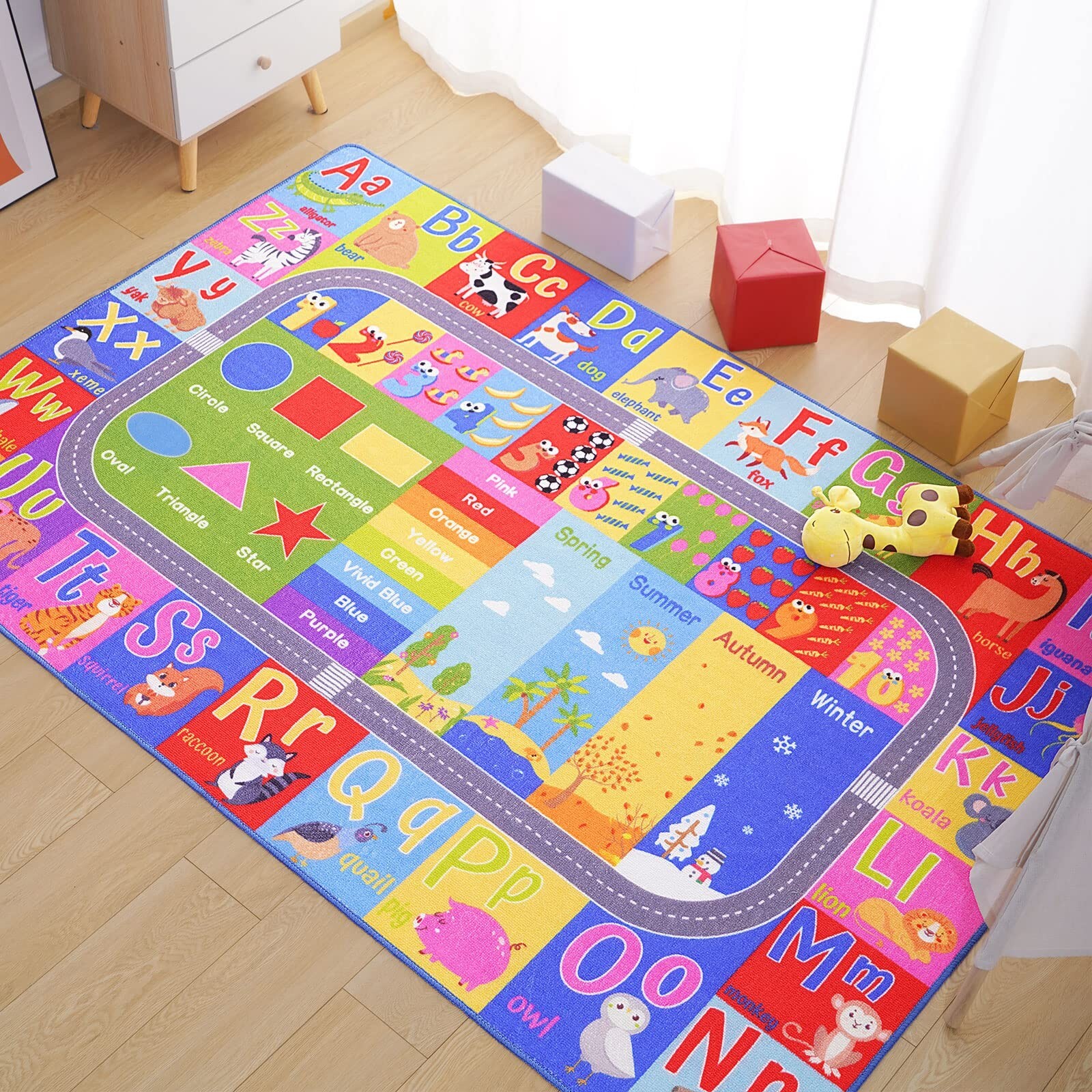 Kids Rugs For Playroom, ABC Alphabet Numbers Classroom Rug, 4×6 Feet Educatio…
