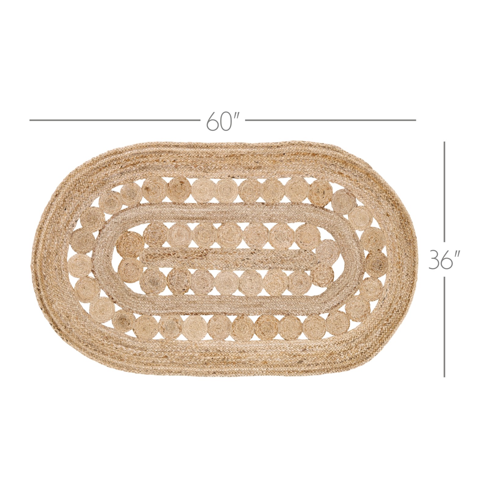 VHC Brands Accent Rug Celeste Jute Farmhouse 36×60 Oval Tan Braided Floor Mat