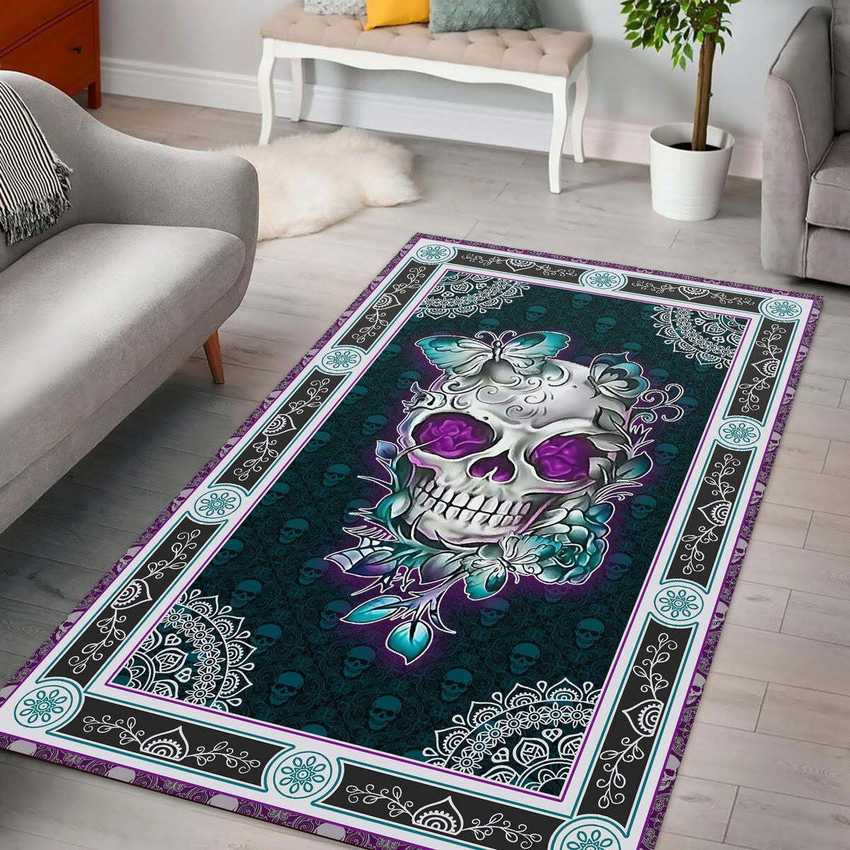 Personalized Sugar Skull Rug Regtangle Rug Carpet
