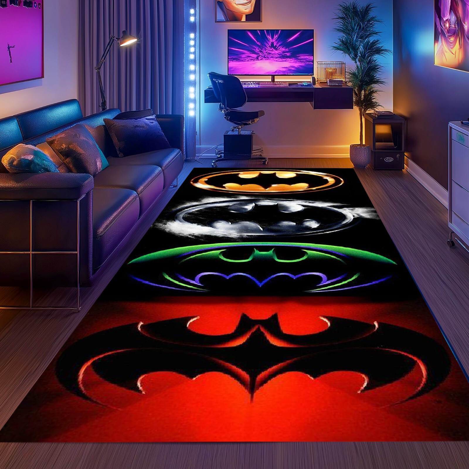 Batman Rug,Superhero Rug,Batman Dark Knight Rug,Kids Room Rug,Batman Emblem Rug