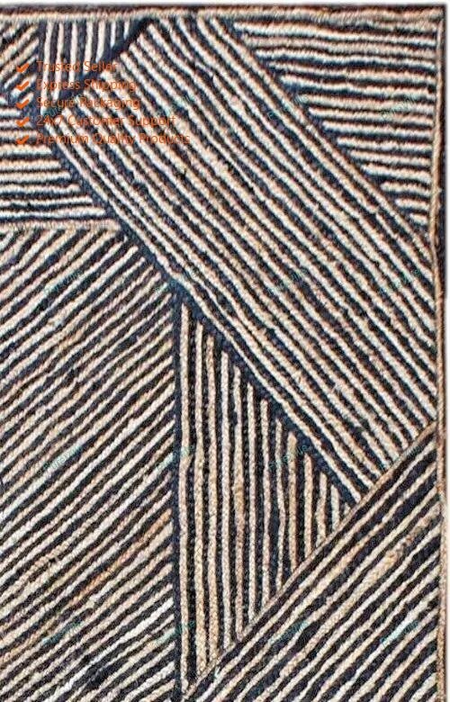 Art Deco Indian Handmade Area Rugs 4 x 7 Feet Hand Woven Jute Carpet