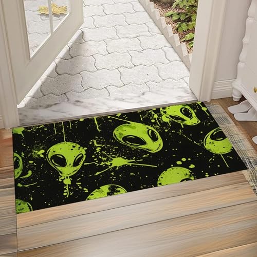 Green Alien Indoor Door Mat,Front Door Mat Outside Entrance,17×29.5 Alien43