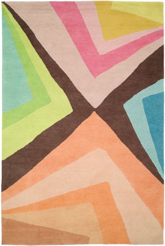 RARE DESIGNER HAND KNOTTED AREA RUG VOLCANO ISLAND 100% WOOL 6’X9′ NEW