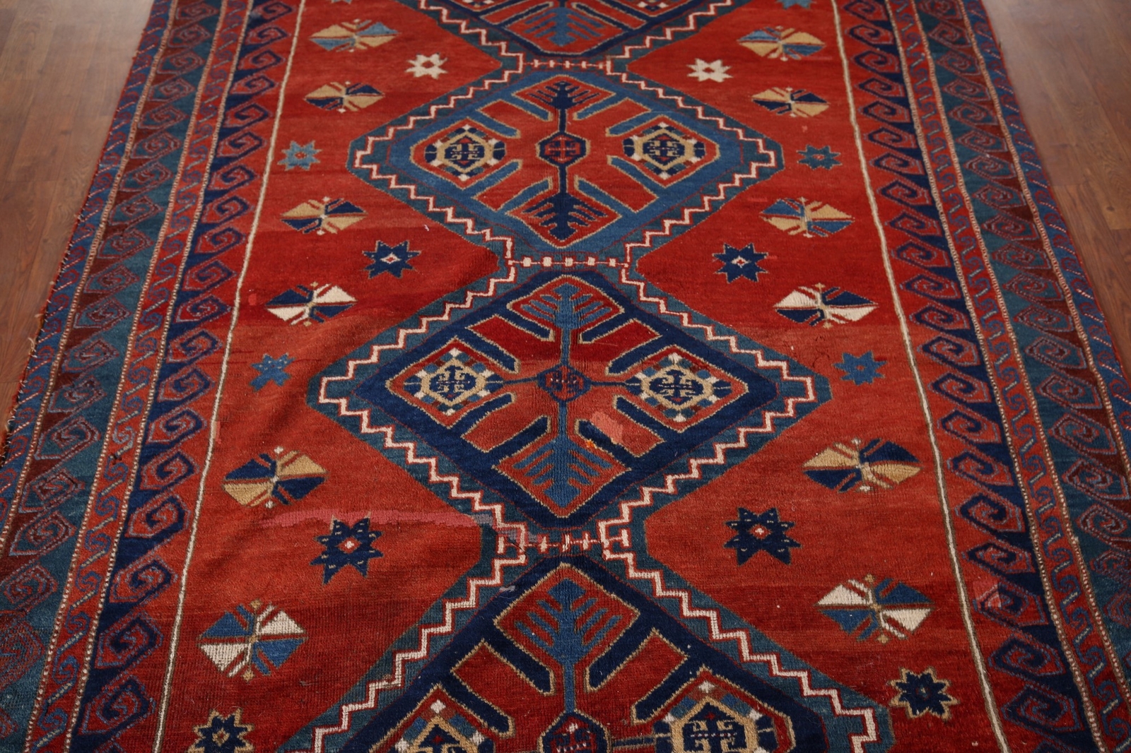 Antique Wool Russian Kazak Vegetable Dye Hand-knotted Carpet Area Rug 5×8