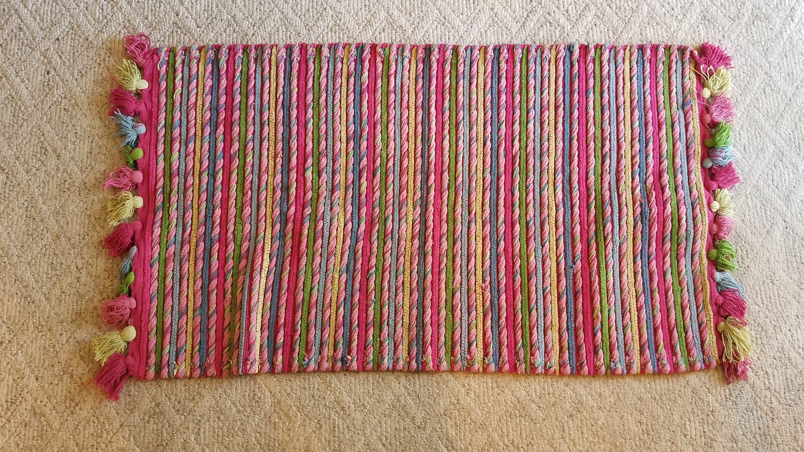 RUGWEAR Throw Rug Cotton Fruit Punch 27″ x 45″ Colorful Handcrafted AM TEXTILES