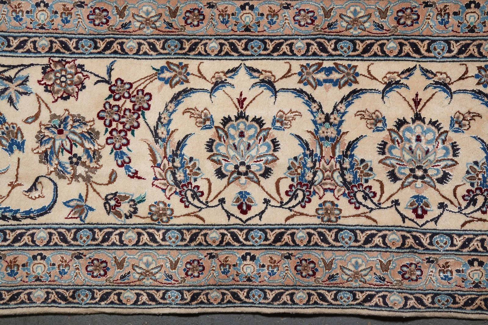 13 x 19.4 Perrsian Blue Naain Rug Wool and Silk #PIX-12613