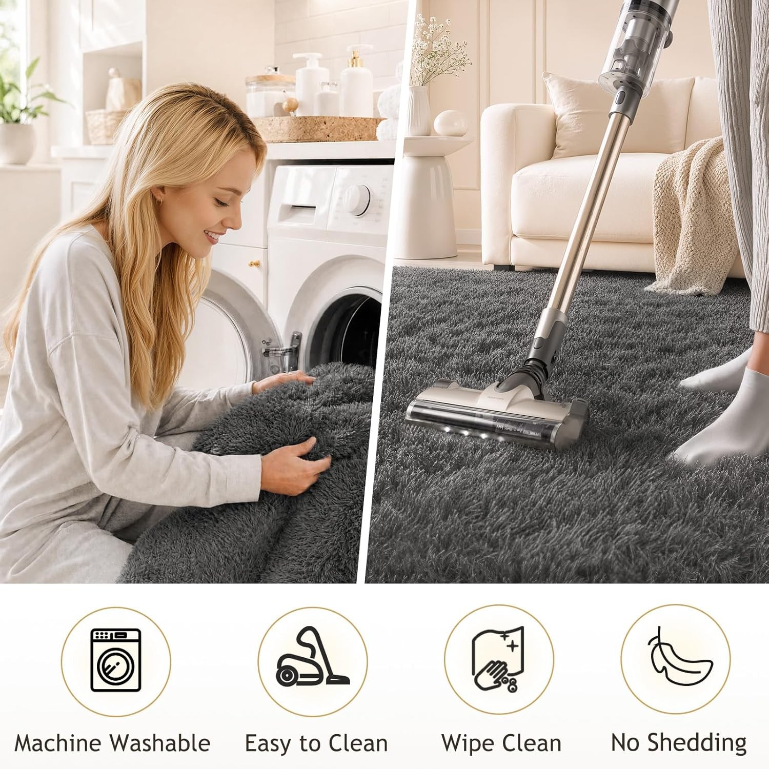 Ophanie Small Area Rug 2×3 Grey Soft Plush Non Slip Carpet