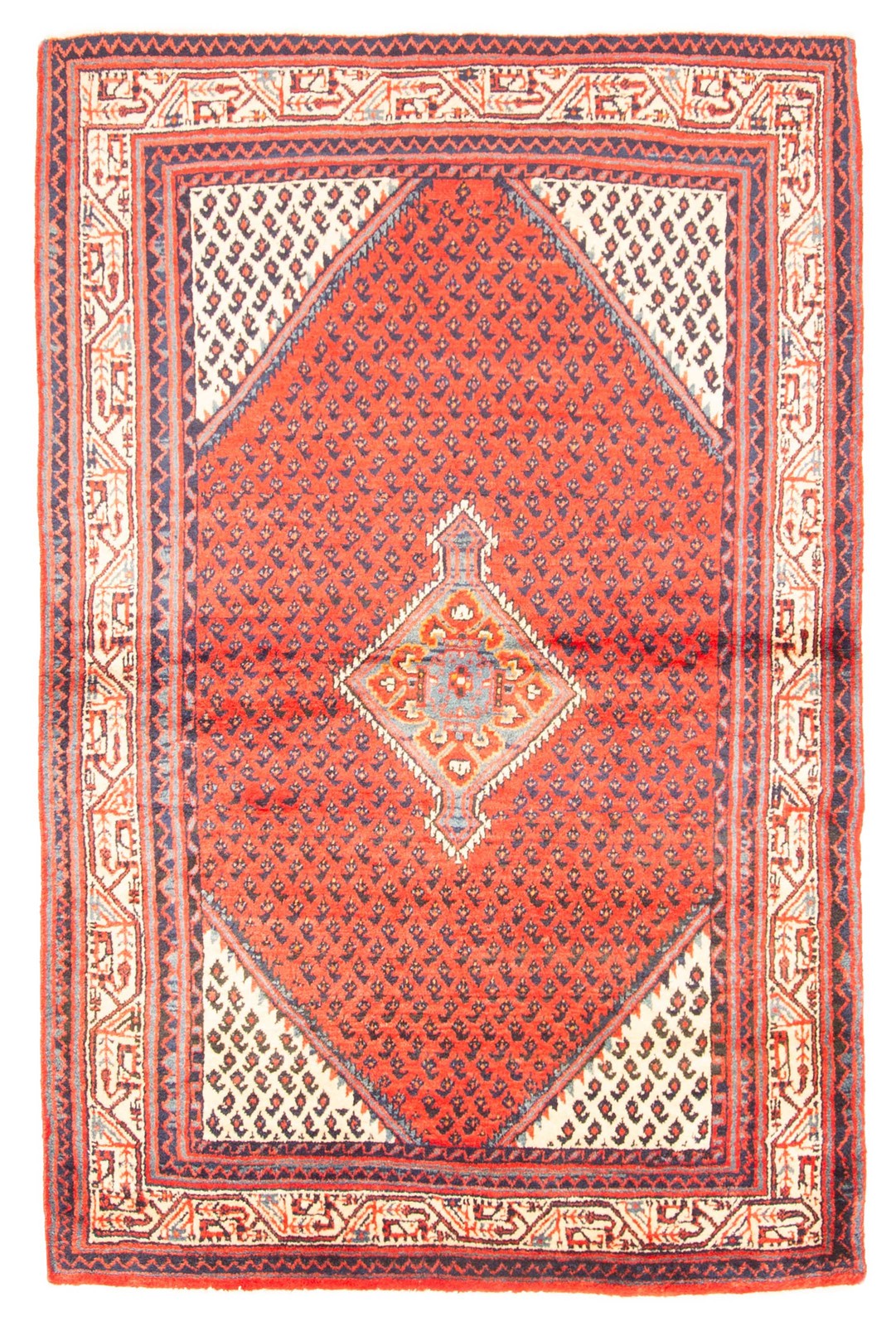 Vintage Hand-Knotted Area Rug 4’2″ x 6’6″ Traditional Oriental Wool Carpet