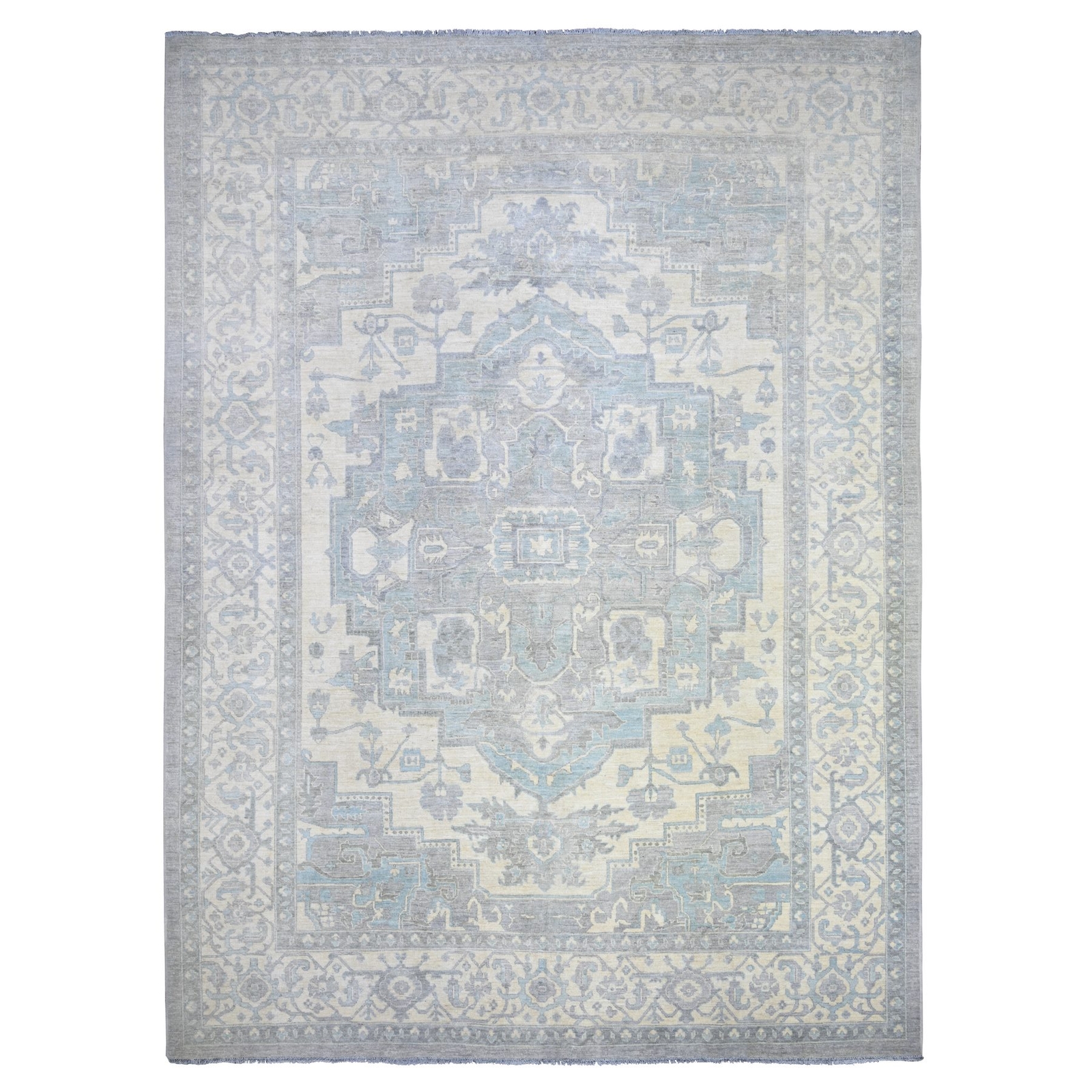 9’9″x13’5″ Cadet Gray Extra Soft Wool Hand Knotted Finer Peshawar Rug R73128