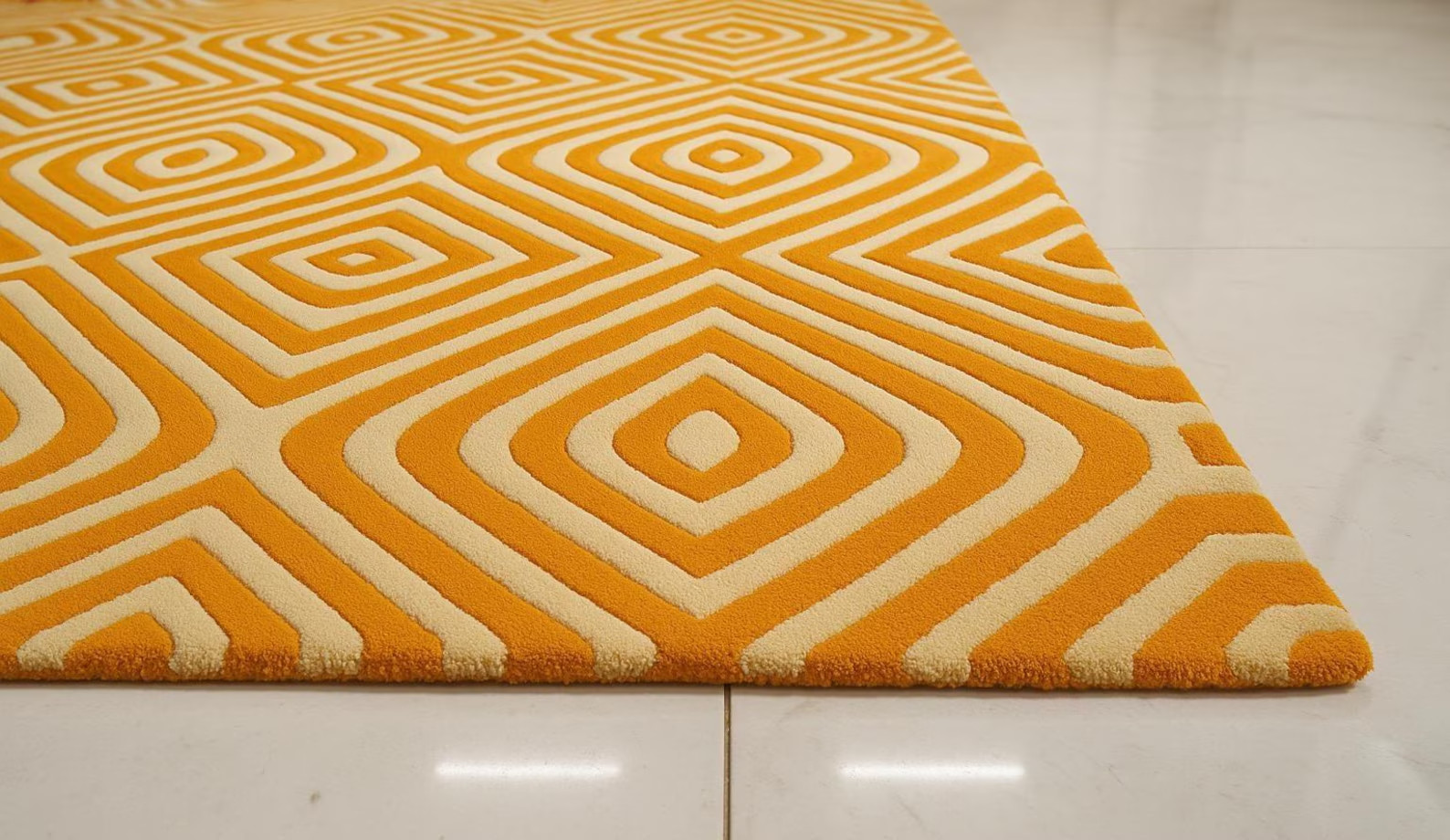 Contemporary Monochrome Hand-Tufted Rug, Orange and White Geometric Rug, Chic Ha