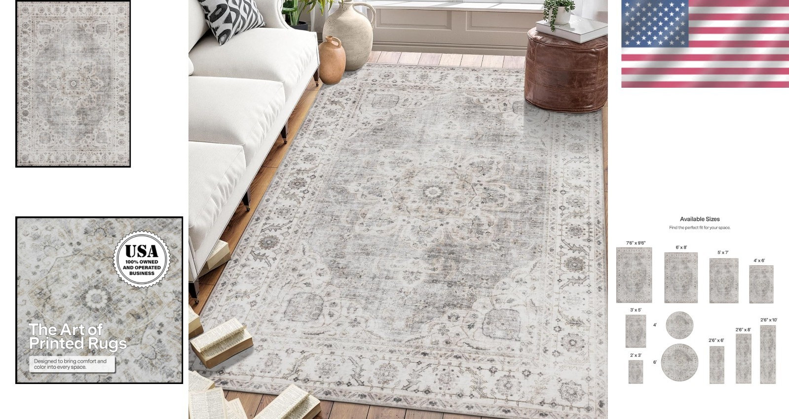 Pet Friendly & Eco-Friendly Area Rug, 3′ x 5′ Machine Washable Medallion Design