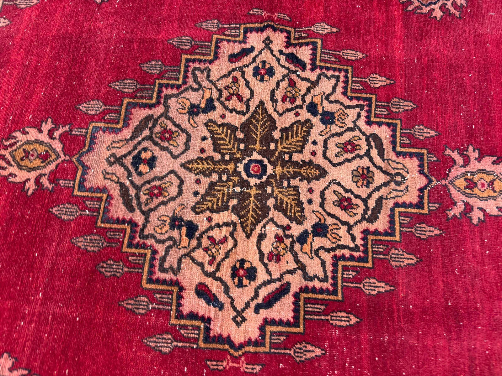 Vintage Red Turkish Oushak Rug 4×7 Handknotted Tribal Anatolian Area Rug Wool