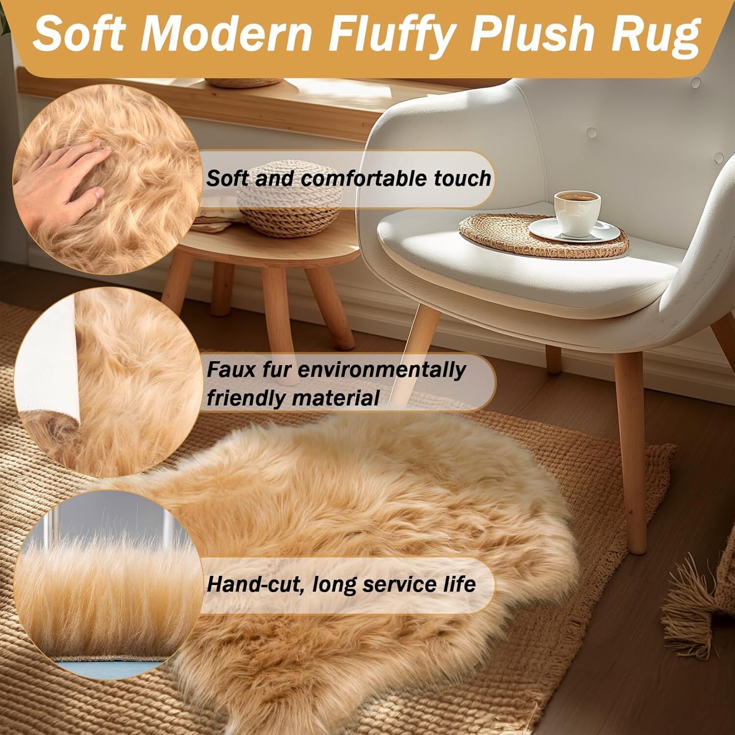 Faux Fur Rug – Faux Sheepskin Rug 2X3 Ft Irregular Shaped Carpet Fluffy Carpet F