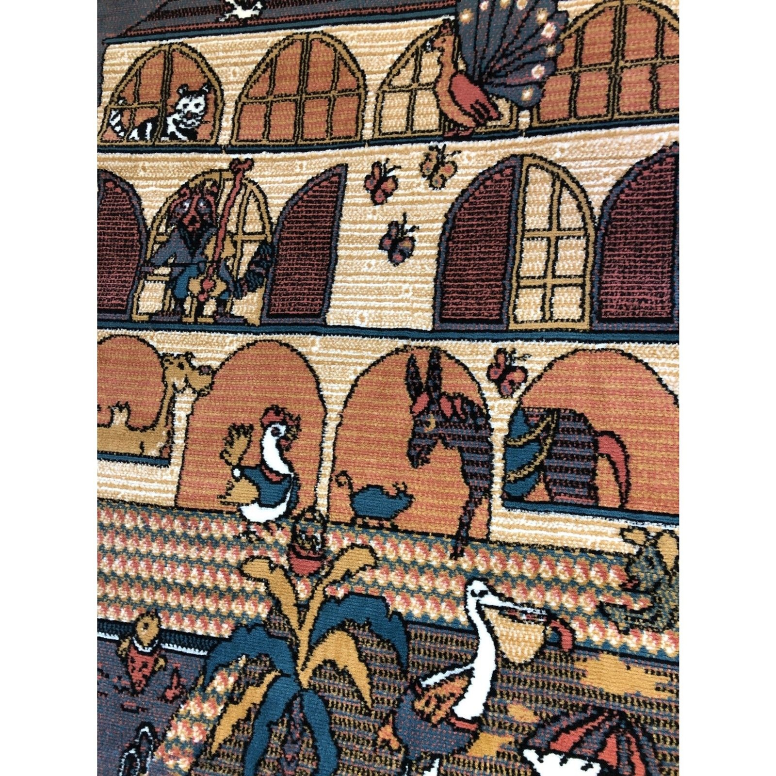 Vintage Animal House Tapestry Rug 49×70 NWOT Woven Wall Hanging Cartoon Pool