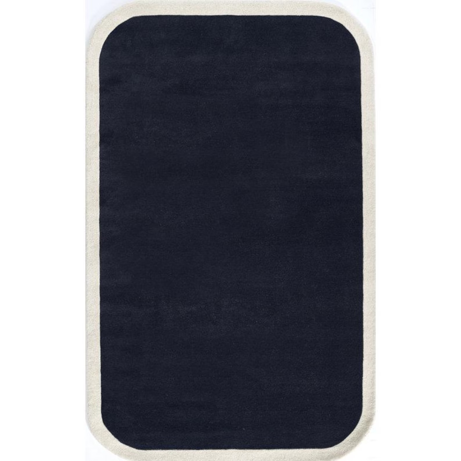 New Modern Bordered Hand-Tufted Navy Blue & White for Living Room and Bedroom