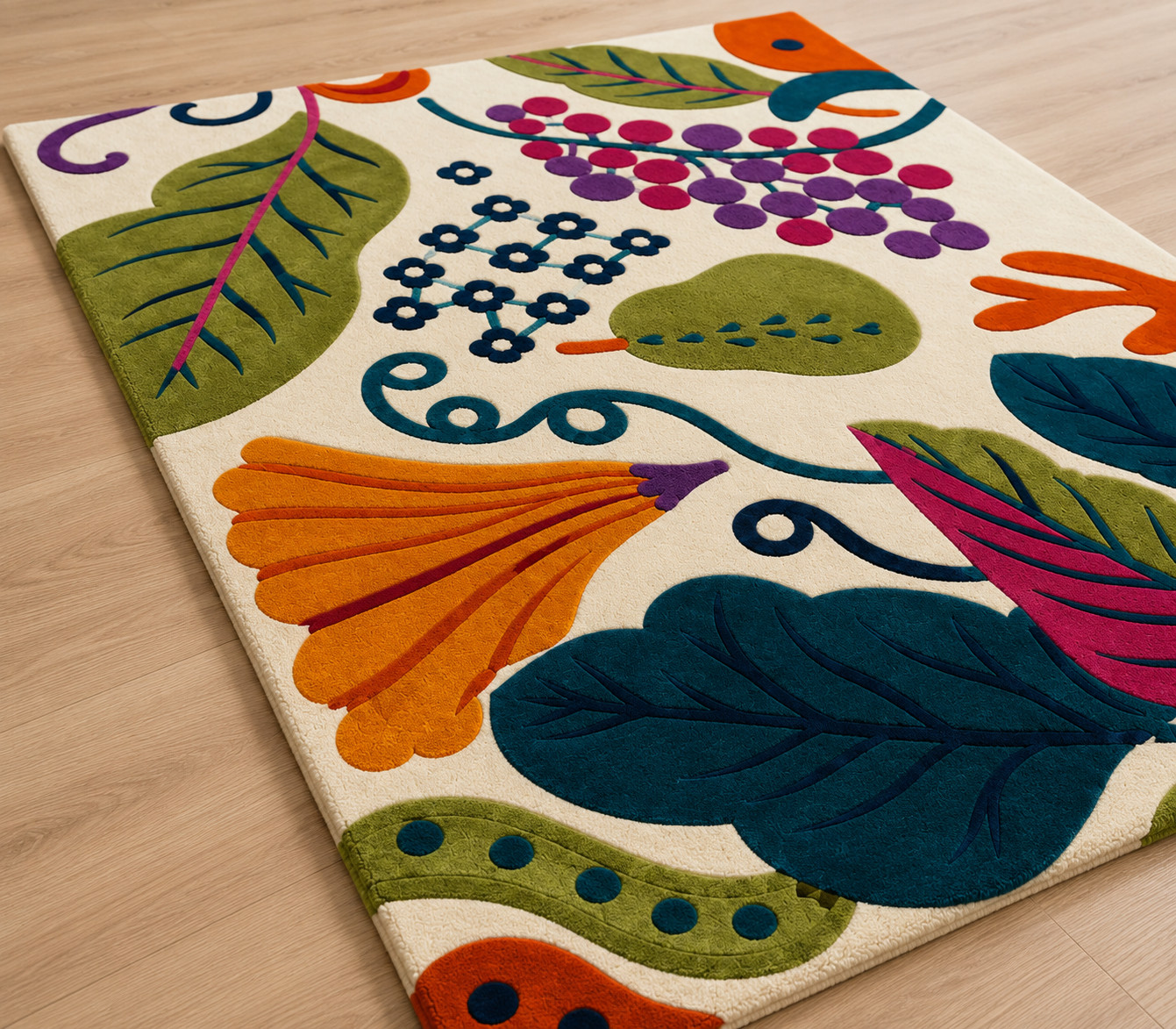 Luxury Hand Tufted Botanical Wool Rug – Handmade Custom Area Rug