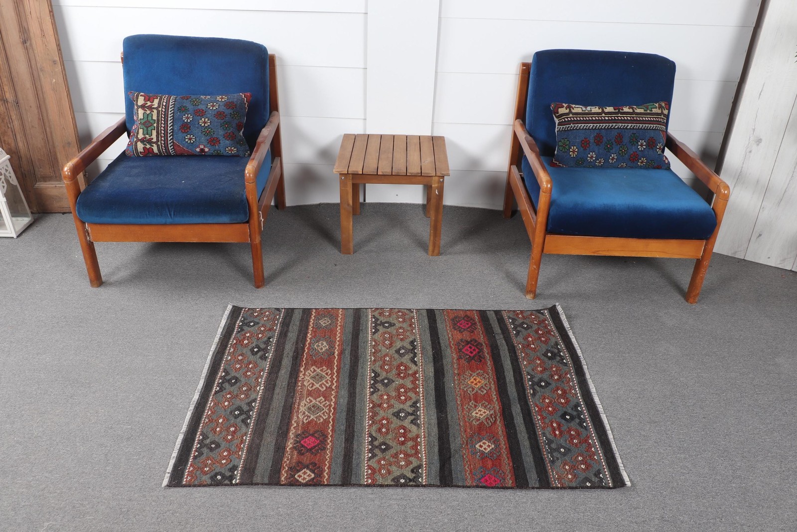 Turkish Area Rug 3,9×6,8 ft (119×207 cm), Kilim Gray Vintage Rug