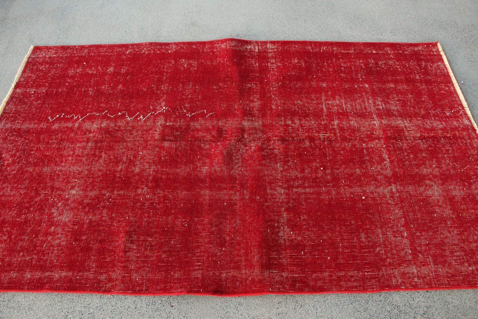 3,9×6,6 ft Vintage Rug, Turkish Area Rug, Red White Polka dot Wool Rug