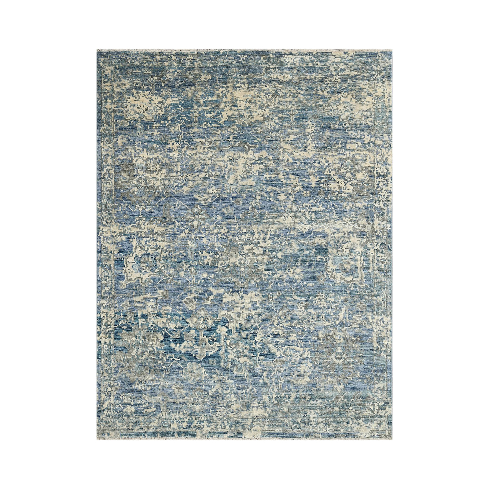 8×10 Beige Hand Knotted Transitional Oushak Wool Area Rug