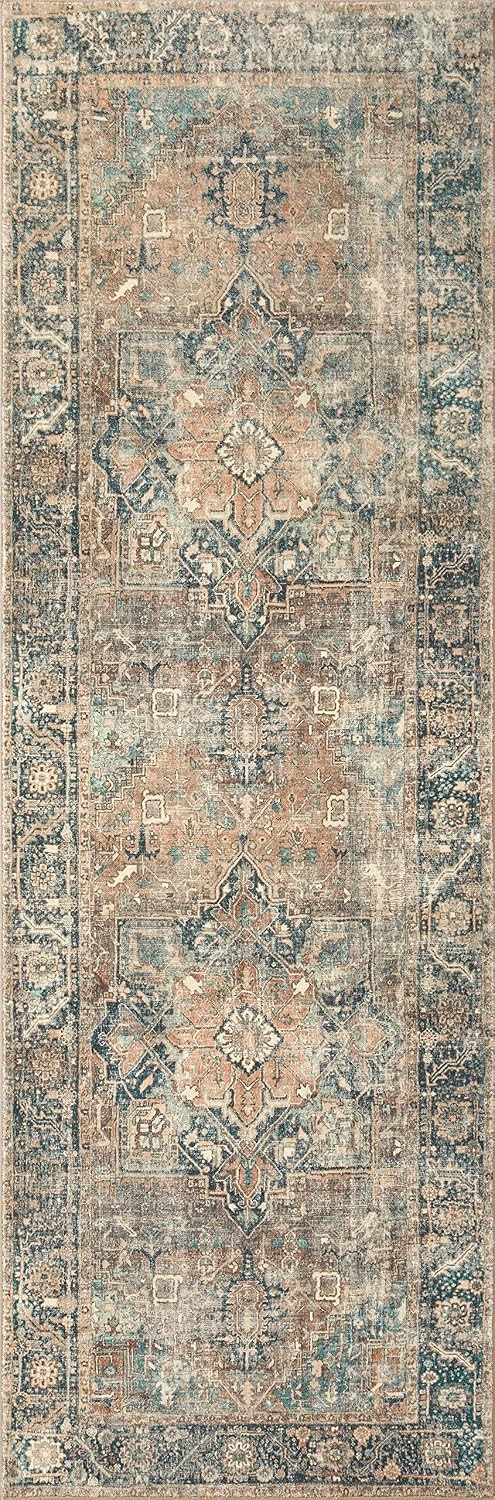 Loloi Margot Collection 2′-3″ x 3′-9″ Accent Rug in Terracotta / Lagoon – Thi…