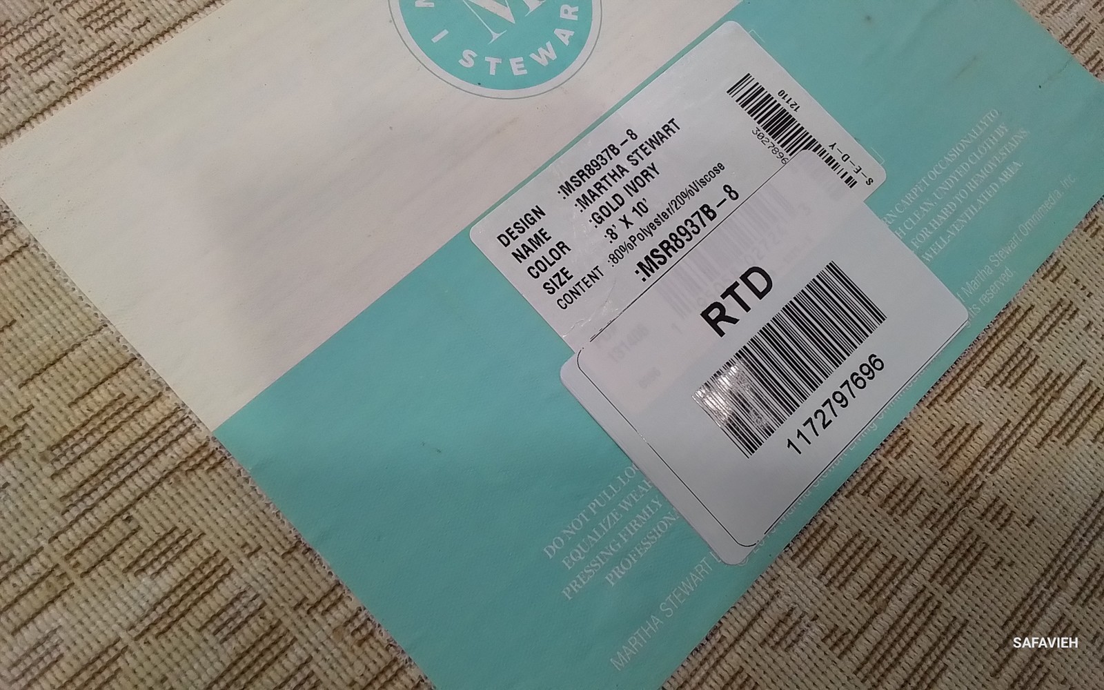 GOLD / IVORY 8′-0″ x 10′-0″ Stained Rug, Reduced Price 1172797696 MSR8937B-8