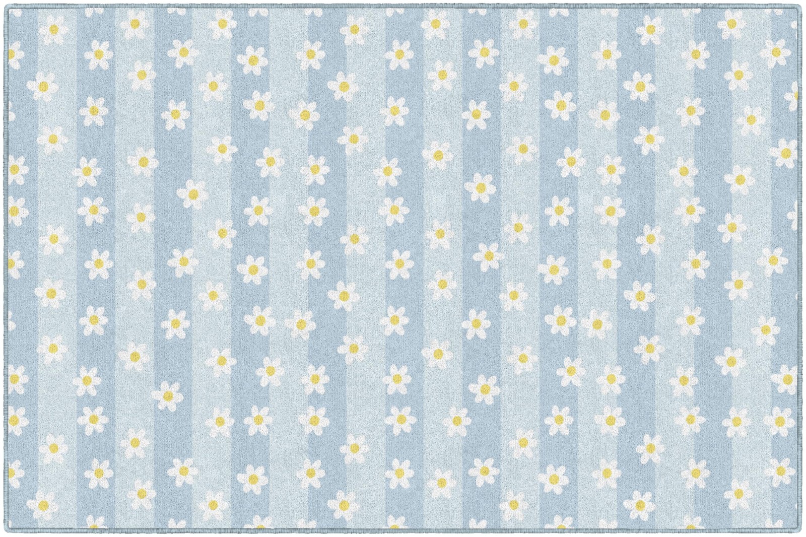 Flagship Carpets Pretty in Pastel Daisies On Blue Stripes Educational Area Ru…
