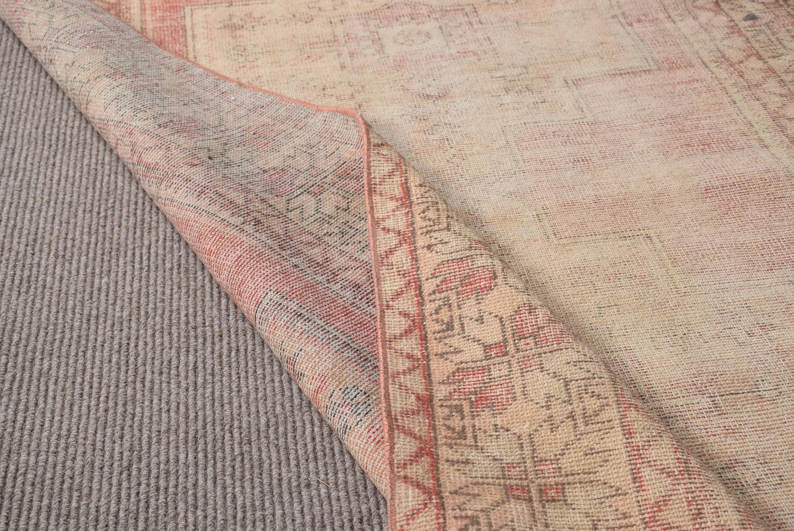 Turkish Rug, Area 4,2×8,4 ft Vintage Rug, Red Brown Striped Wool Rug