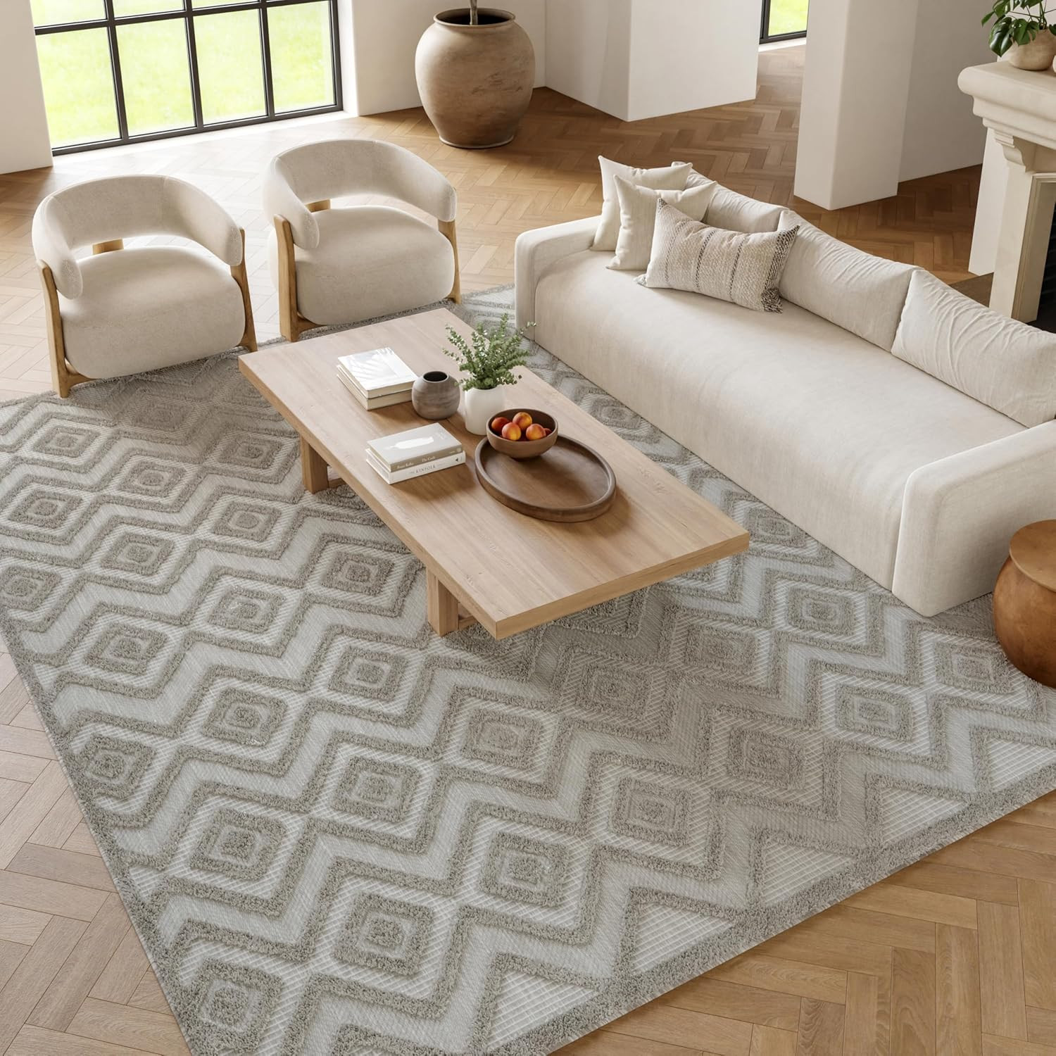 Versatile Silver Grey 9′ x 12′ Area Rug – Easy Clean for Any Room