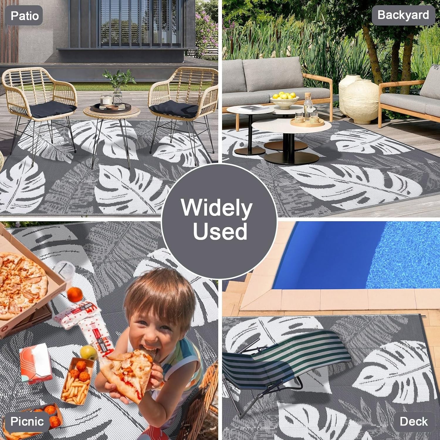 Outdoor Rug 8×10 9×12 9×18 Plastic Straw Rug Patio Rug RV Camping Mat Waterproof