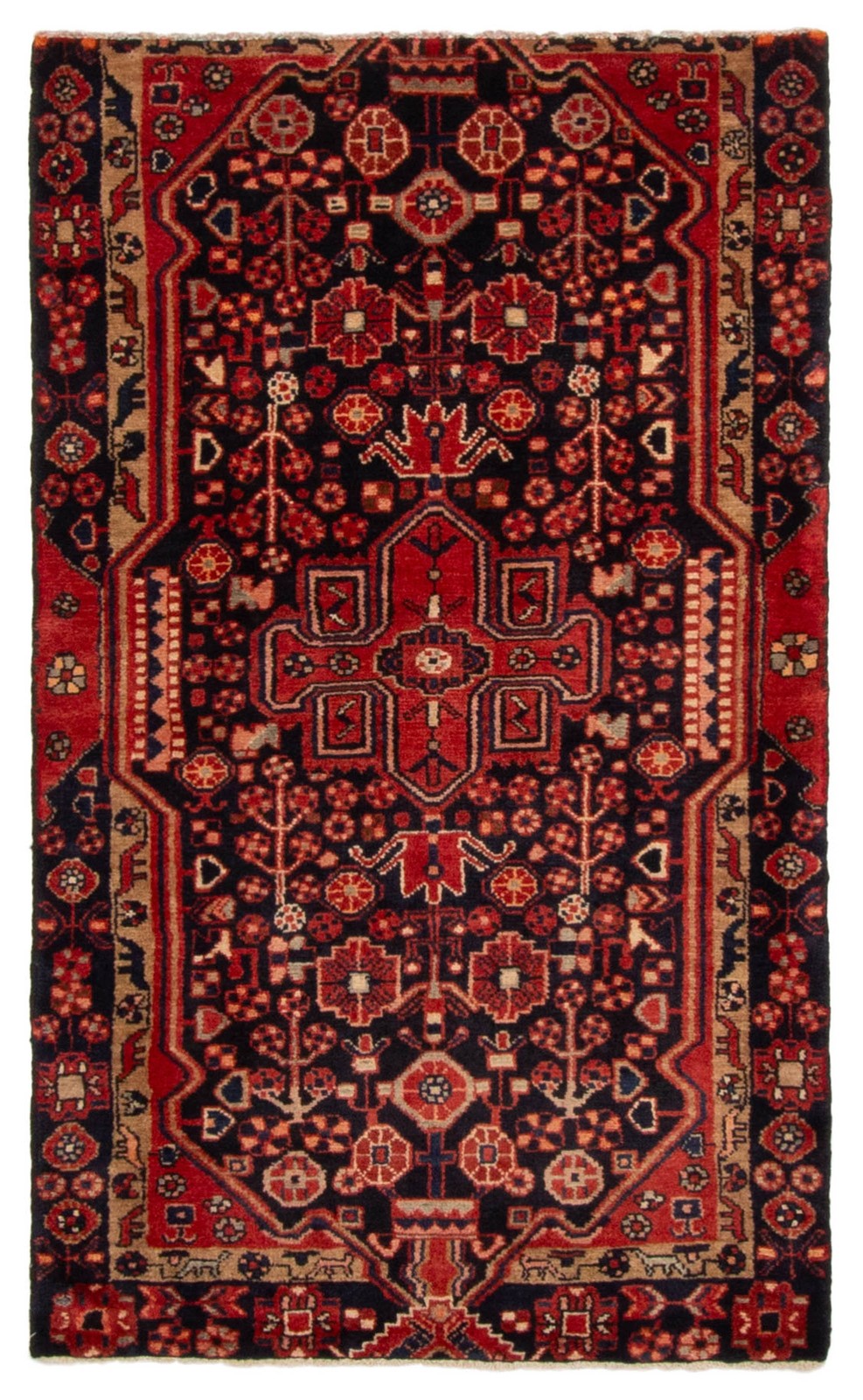 Vintage 2’11” x 5’1″ Traditional Hand Knotted Vegetable Dye Wool Area Rug