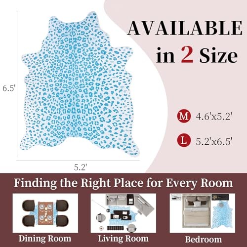 Leopard Rug, Cheetah Print Area Rug 5.2×6.5 Feet Faux Animal Print Skin Carpet