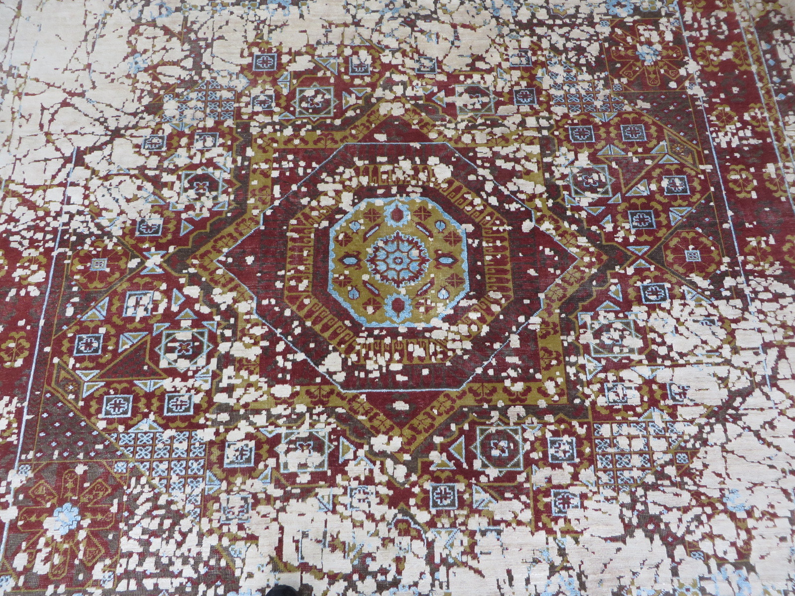 8’10 X 11’11 Hand Knotted Broken Heriz Modern Oriental Rug With Silk G5952