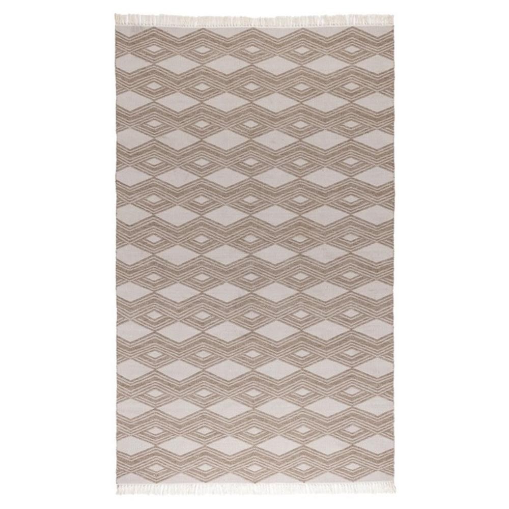 Pemberly Row 24×36″ Indoor/Outdoor Fabric Accent Rug in Sand Beige