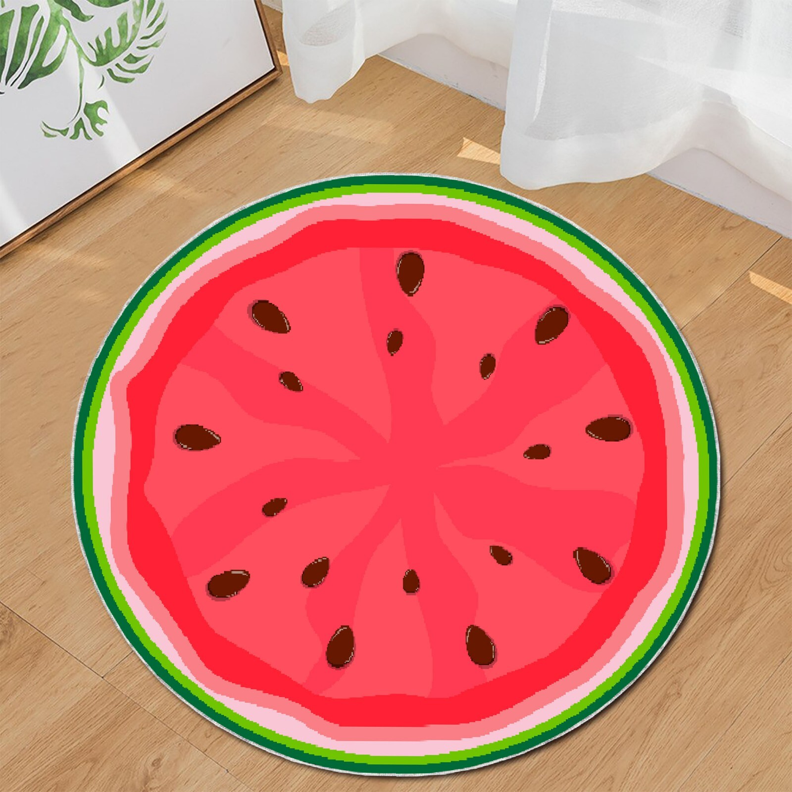 Watermelon Slice Rug, Summer Fruit Decor, Kids Playroom Carpet, Fun Floor Mat