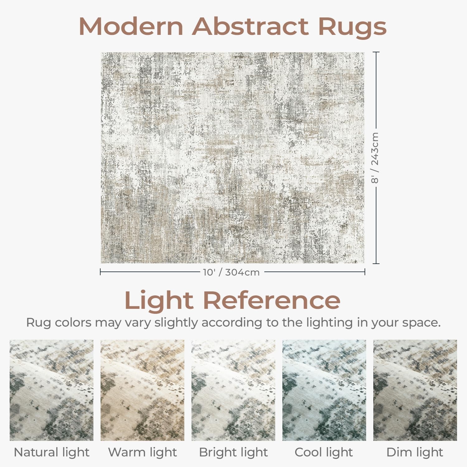 8×10 Area Rugs for Living Room, Abstract Neutral Large Washable Rug, Modern S…