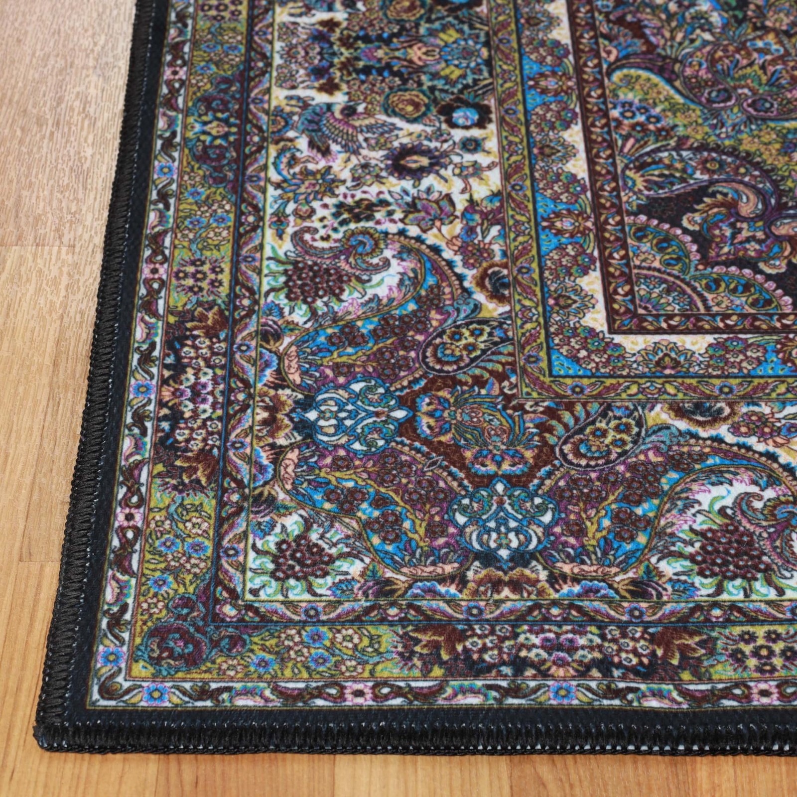 Superior Medallion Washable Rug Cotton Backing Carpet For Dining Table Mud Room
