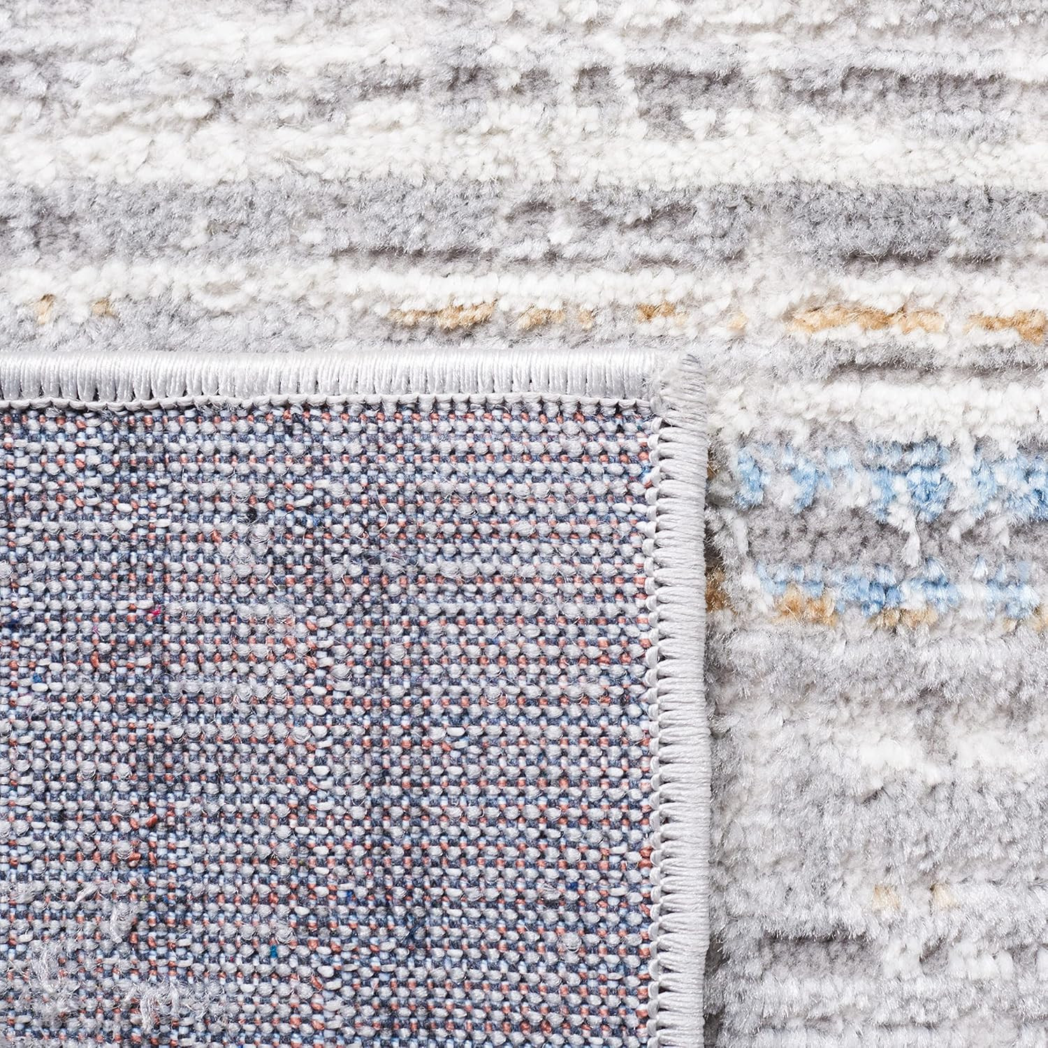 Shivan 9′ x 12′ Area Rug – Modern Abstract, Light Grey & Rust, Easy Care