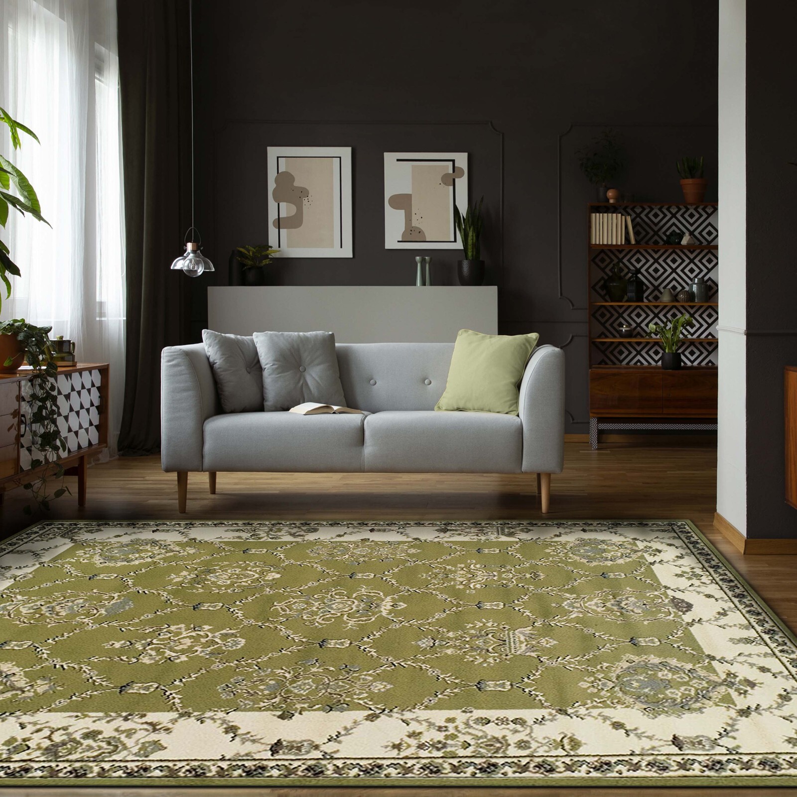 Stratton Traditional Floral and Vines Indoor Area Rug Or Runner Rug Or Door Mat