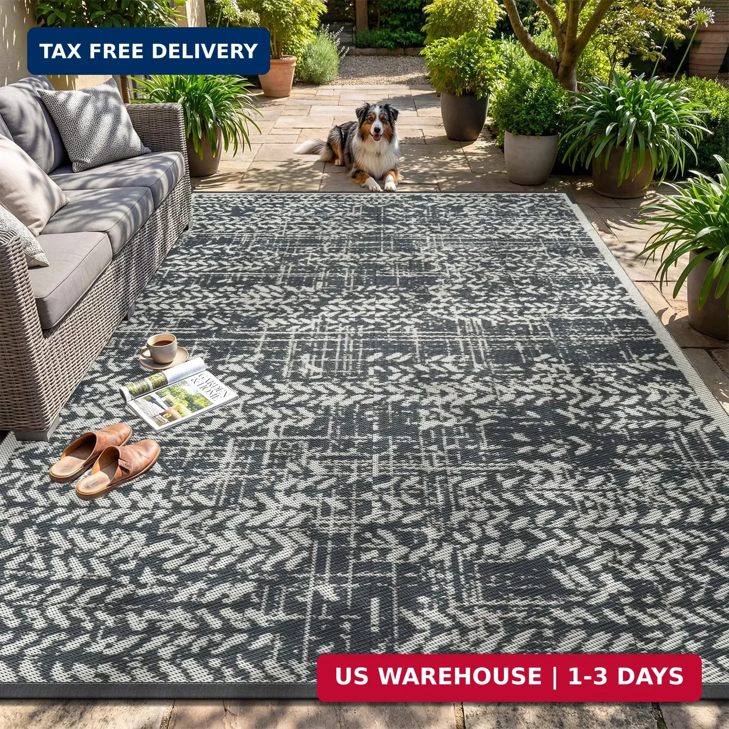 Outdoor Rug Waterproof Patio Mat 5×8 RV Camping Picnic Reversible