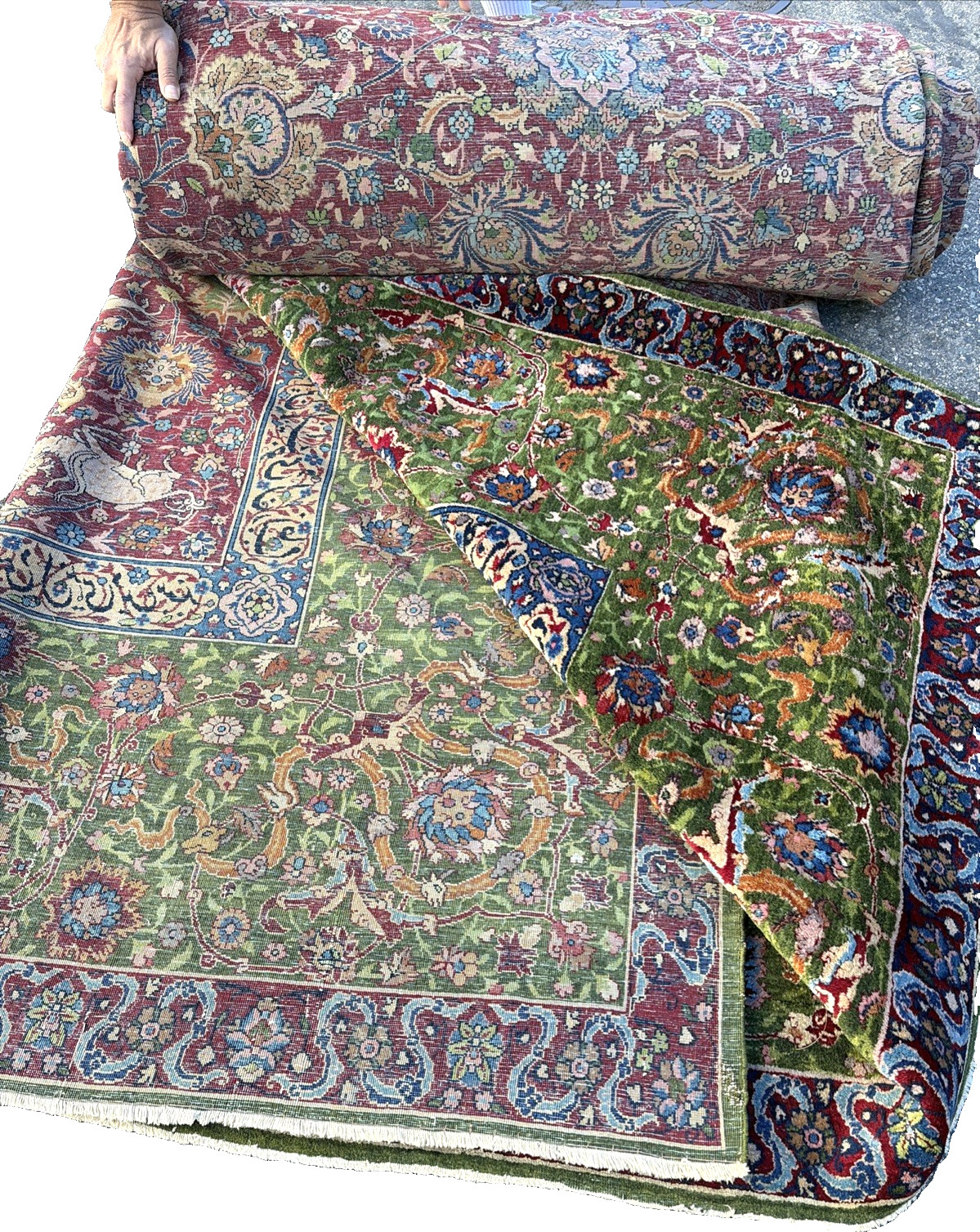 Auth: Antique Lavar Rug Spiral Tendril Classical Era Masterpiece 10×19