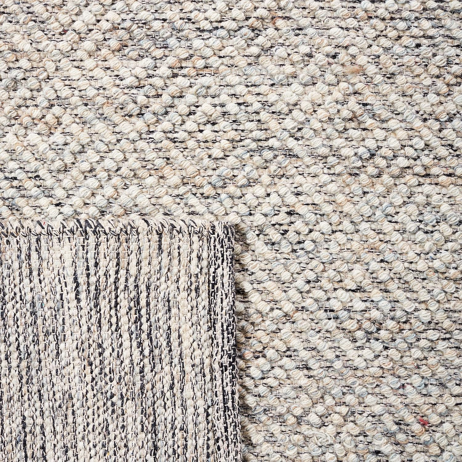 Handmade Wool Area Rug 6′ x 9′ – Camel & Grey for High Traffic Areas