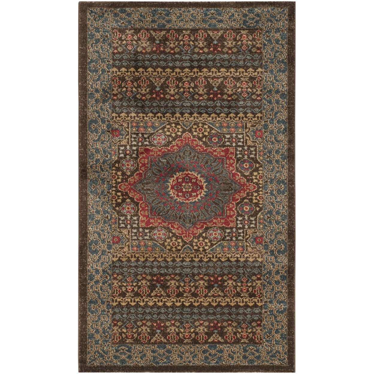 SAFAVIEH Mahal Collection MAH620C Navy / Red Rug