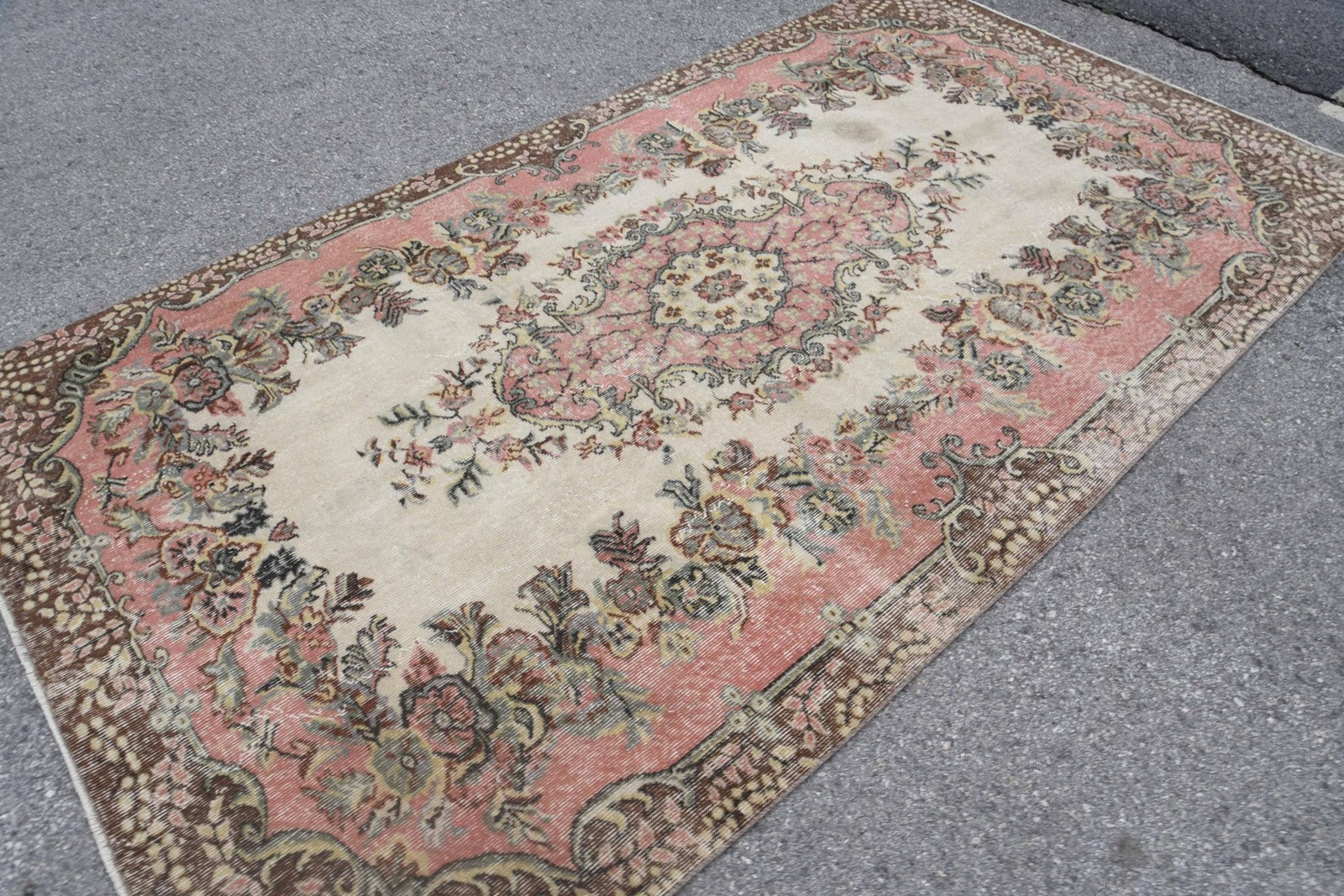 5,4×9,8 ft Vintage Rug, Turkish Large Rug, Pink Handmade Wool Rug
