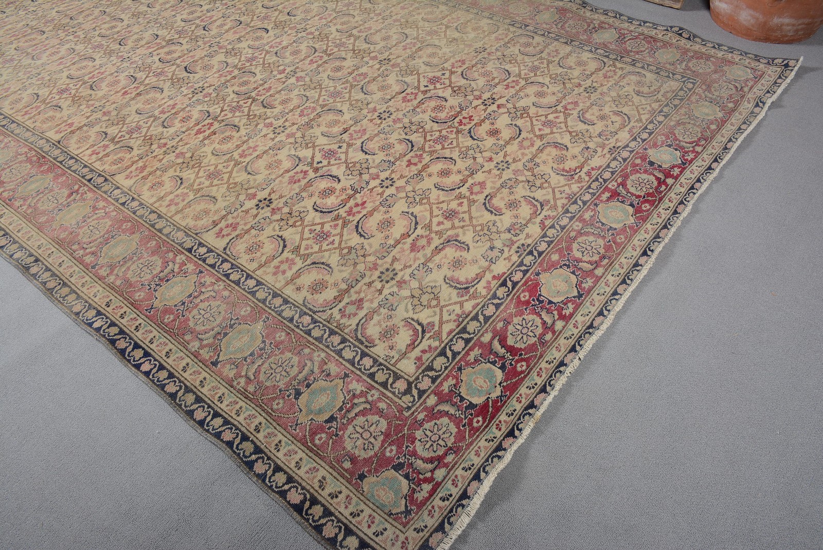 6,3×9,4 ft Turkish Rug, Large Vintage Rug, Red Floral Rug