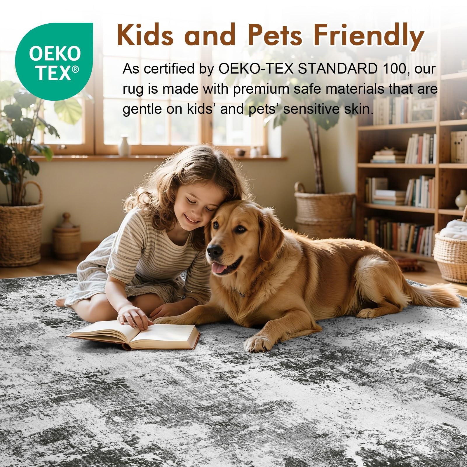 Cuzwlovita 4×6 Ft Area Rugs Living Room, Soft Non-Slip Washable Rugs Modern